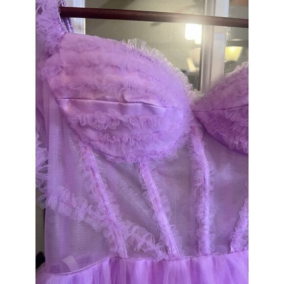 Fairy Dress Womens Small Purple Corset Sexy Sheer Tulle Princess WhimsiGoth - Picture 5 of 9